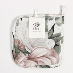 Прихватка Этель. Пионы, 19?19 см,100% хлопок, ватин 250 г/м? (двухсторонняя)