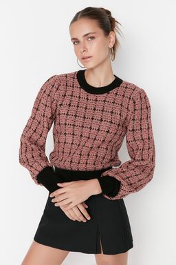 Gul Kurusu Simli Tuvit Gorunumlu Triko Kazak TWOAW21KZ0032 - Trendyolmilla фото 3