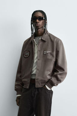 FAUX SUEDE JACKET WITH PATCH AND EMBROIDERY DETAIL - Zara фото 2