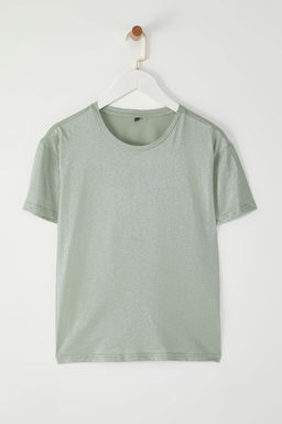 Trendyolmilla Alt?n Varak Bask?l? Regular/Normal Kal?p Orme Bluz TWOSS24BZ00097  фото 5