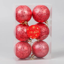 Ёлочные игрушки Ретро, шары новогодние, d=6 см, набор 6 шт., красный - Зимнее волшебство фото 2
