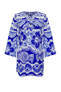 Trendyolmilla Su Alt? Desenli Mini Dokuma %100 Pamuk Plaj Elbisesi TBESS25EL00020  фото 6