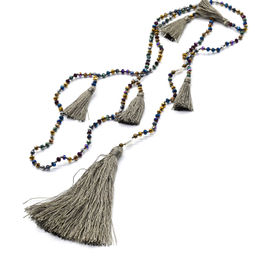 Колье Кисточки с цирконом цвет хамелеон, 80см