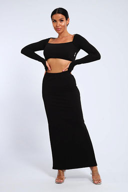 Юбка, футер (01056, черный макси) - Плиона фото 12