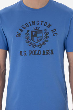 Erkek Regular Fit Bisiklet Yaka Bask_l_ _ndigo Ti__rt Sepette S_rpriz _ndirim - U.s. polo assn фото 6