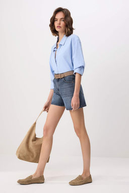 Koyu Mavi %100 Pamuk Y_ksek Bel Denim City _ort TWOSS26SR00094