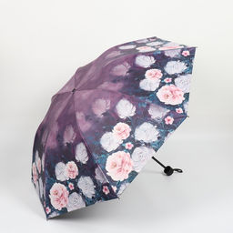 Зонт механический Пионы, эпонж, 4 сложения, 8 спиц, R = 48 см, цвет МИКС