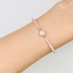 Браслет из Розового кварца и Жемчуга