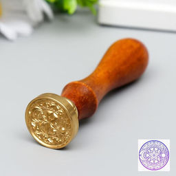 Печать для сургуча с деревянной ручкой «Месяц и солнце-звезда», 9×3×3 см