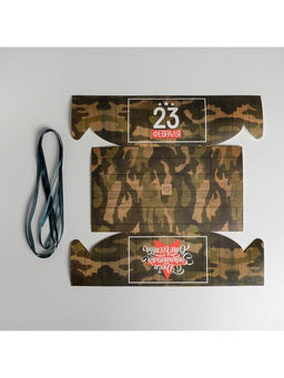 Цена за 5 шт. Коробка для капкейков, кондитерская упаковка, 4 ячейки 23 Февраля, 16?16?10 см