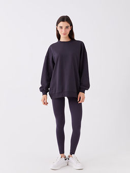 Bisiklet Yaka Bask?l? Uzun Kollu Oversize Kad?n Sweatshirt - Waikiki фото 3