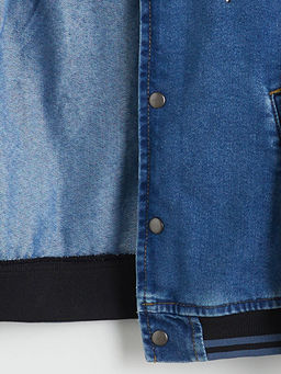 Kolej Yaka Bask?l? Erkek ?ocuk Jean Ceket