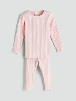 Bisiklet Yaka Uzun Kollu Basic K?z Bebek Pijama Tak?m?