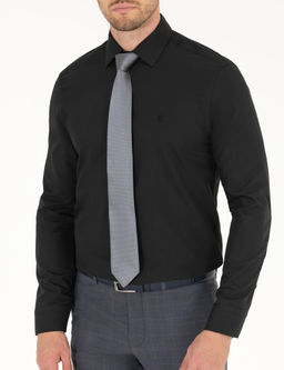 Siyah Slim Fit Uzun Kollu Klasik G_mlek