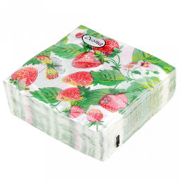 Салфетки бумажные Desna Design 24х24см, 1 слойные, 40 штук в упаковке, 100% целлюлоза, Земляника (Россия) - Bouquet фото 5