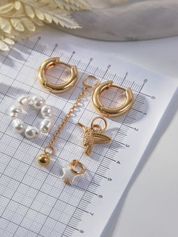 Серьги со съёмным элементом Трансформер птица, цвет белый в золоте