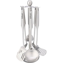 Набор кухонных принадлежностей из нержавеющей стали на подставке 7 пр., цвет: хром R-1607 /RASHEL/