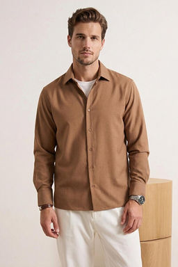 Vizon Normal Kal_p/Regular Fit Keten G_r_n_ml_ Mevsimlik Erkek Dokuma G_mlek TMNSS26GO00007