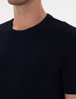 Lacivert Slim Fit Bisiklet Yaka Triko T-shirt