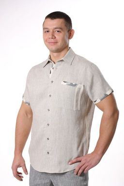 Рубашка 0209 натуральный - Новый лен фото 3