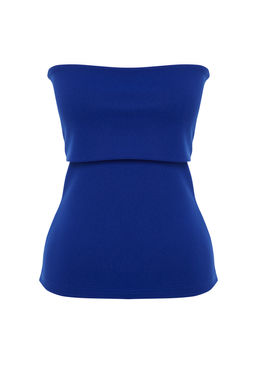 Trendyolmilla Beyaz Straplez Yaka Yandan Fermuarl? Krep Orme Bluz TWOSS23BZ00928  фото 9