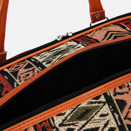 Сумка дорожная, 2 отдела на молниях, длинный ремень, цвет рыжий/разноцветный - Simaland фото 4