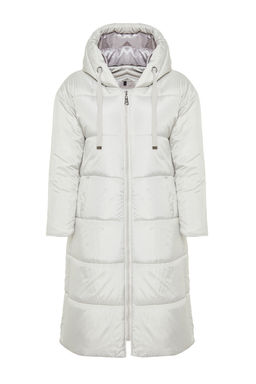 TRENDYOLMILLA Siyah Kapusonlu Su Itici Uzun Sisme Mont TWOAW24MO00136  фото 27