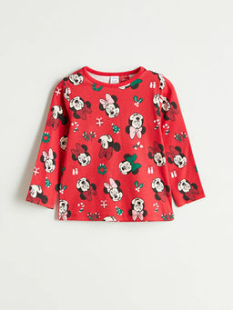 Bisiklet Yaka Minnie Mouse Bask?l? K?z Bebek Pijama Tak?m?