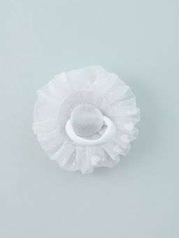 Цена за 6 шт. Бант для волос на резинке «Школьница», снежный жемчужный цветок, d=8.5 см, белый