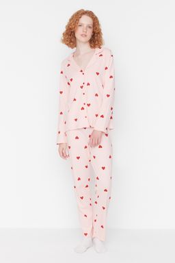 Pembe %100 Pamuklu Kalpli Orme Pijama Tak?m? THMAW21PT0548