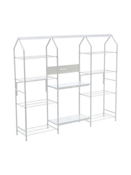 Подставка для цветов, 208×40×177 см, 8 полок, 3 секции, белая