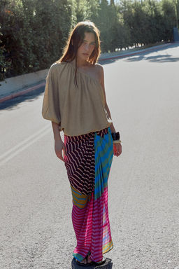 FALDA PAREO DRAPEADA ESTAMPADO RAYAS / Multicolor - Zara фото 6