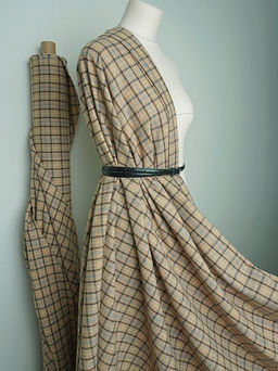 Шерсть пальтово-костюмная Твид Клетка цв.песочный, ш.1.5м, шерсть-20%, п/э-80%, 340гр/м.кв - Купава фото 9