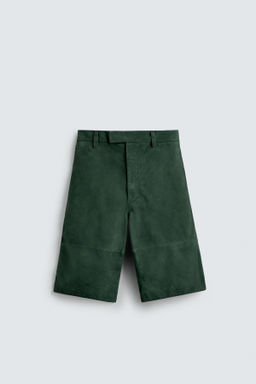RELAXED FIT LEATHER SUEDE BERMUDA SHORTS - Zara фото 8