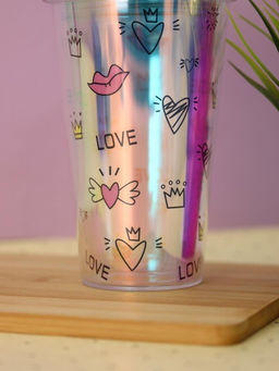 Тамблер iLikeGift "Love heart", purple (450 ml)