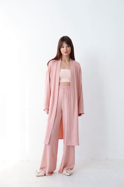 9164 Костюм из кимоно и брюк-палаццо пудровый - Martichelli фото 3