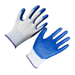 Перчатки синтетические стрейч с синим/оранжевым нитриловым покрытием