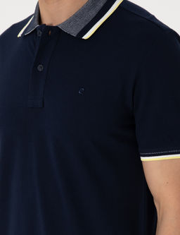 Lacivert Slim Fit Polo Yaka Ti__rt