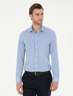 Mavi _izgili Ex. Slim Fit Uzun Kollu G_mlek