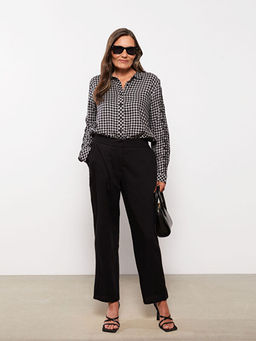 Kad?n Beli Lastikli Standart Fit D?z Pantolon