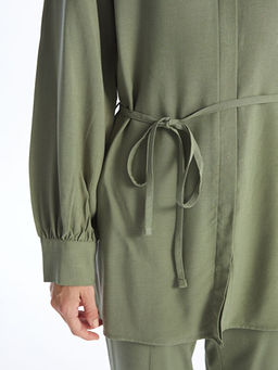 Hakim Yaka Keten Kar???ml? Kad?n G?mlek Tunik