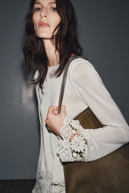 GUIPURE COMBINATION T-SHIRT - Zara фото 12