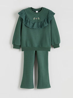 Bebe Yaka K?z ?ocuk Sweatshirt ve Tayt Pantolon