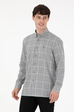 Мужская серая рубашка с длинным рукавом Неожиданная скидка в корзине