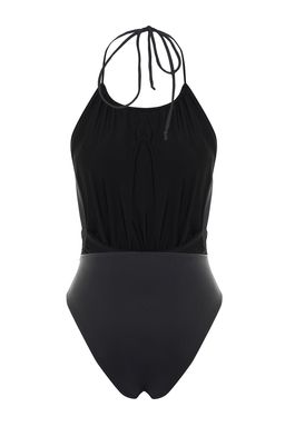 Siyah Halter Yaka Buzgulu High Leg Mayo TBESS23MA00026