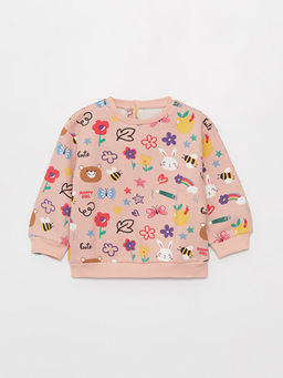 Bisiklet Yaka Uzun Kollu Bask?l? K?z Bebek Sweatshirt