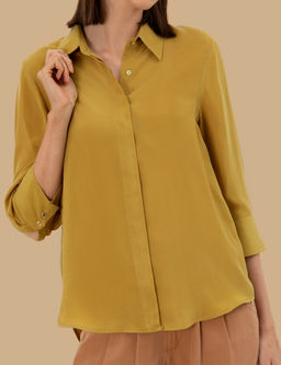 Ye_il Cupro Comfort Fit Uzun Kollu G_mlek