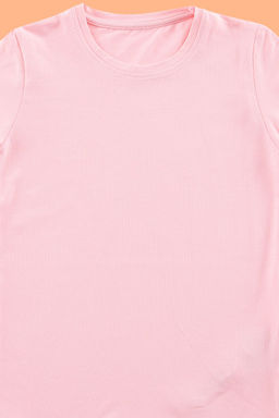 Beyaz-Pembe 2li K?z Cocuk Pamuklu Basic Regular Kal?p K?sa Kol Orme T-Shirt TKDSS24TS00021 - Trendyolmilla фото 7