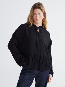 Ba?lamal? Yaka Oversize F?rf?rl? Bluz