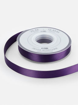 Лента атласная TEIRA, двухсторонняя, 15 мм, 25±1 м, фиолетовая №476